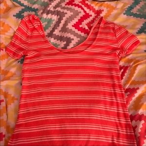 Orange and white striped shirt