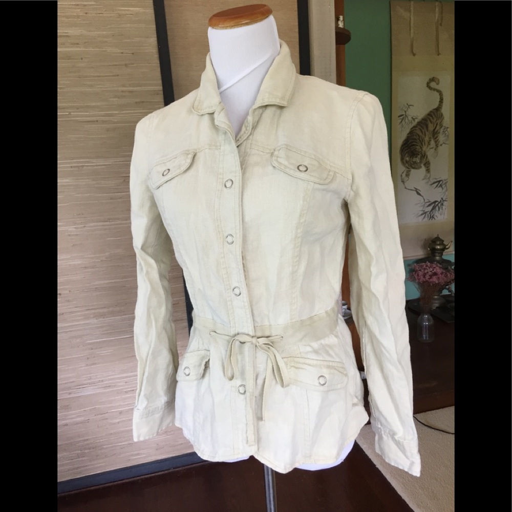Athleta size s 100% linen safari style jacket