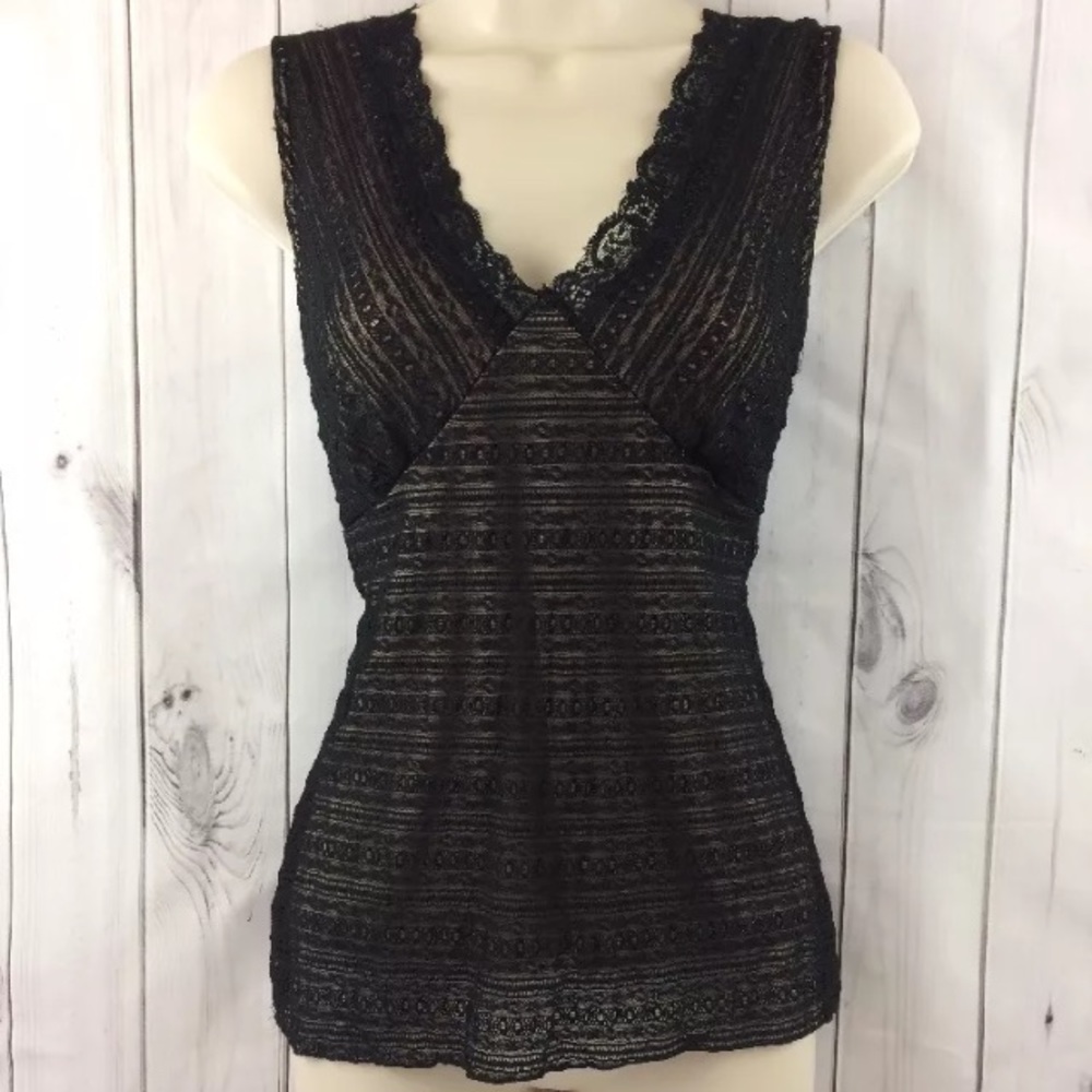 White House Black Market Lined Black Lace Top