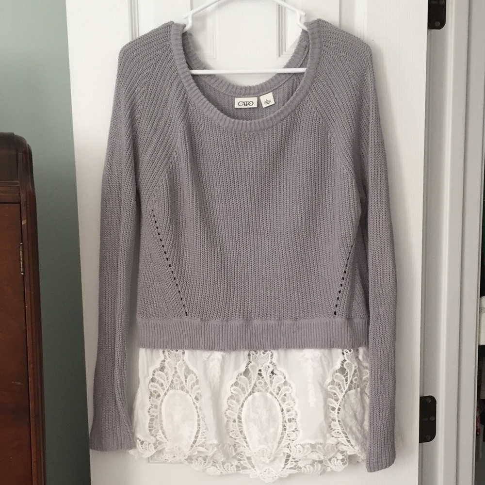 Grey with Lace extended Sweater
