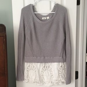 Grey with Lace extended Sweater