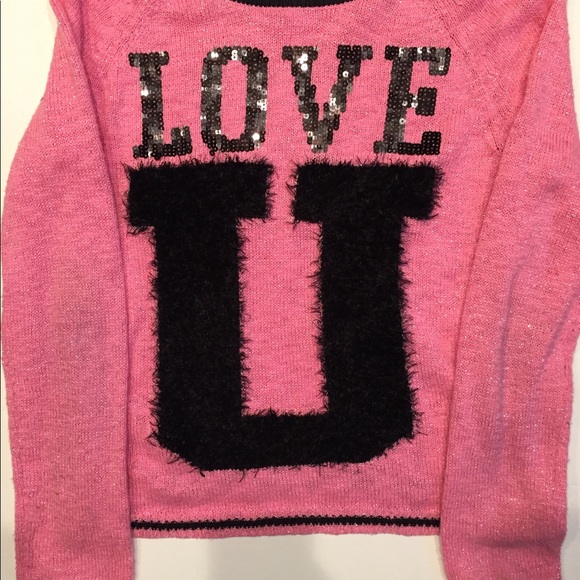 Justice Pink & Black Sweater Size 14 EUC! - Picture 3 of 5
