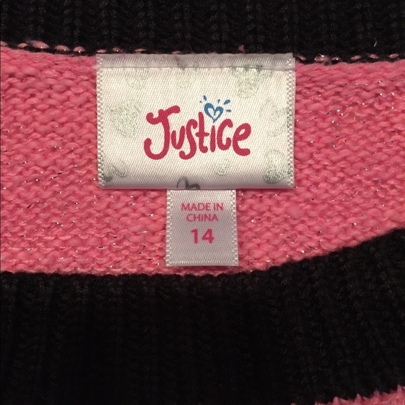 Justice Pink & Black Sweater Size 14 EUC! - Picture 4 of 5