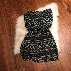 New Mystic Aztec printed strapless mini dress