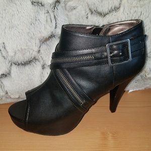 Candies black zipper heels