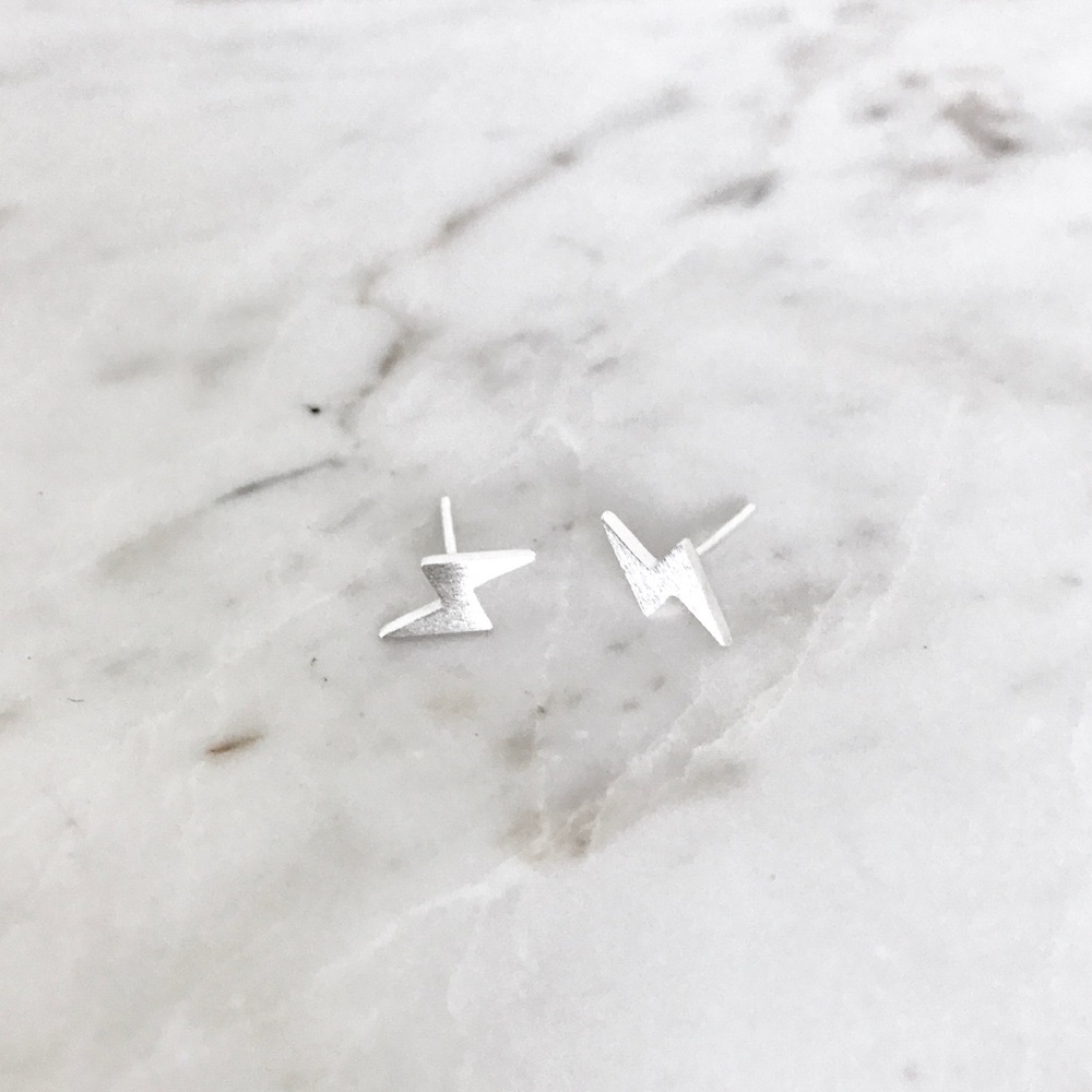 Silver Plated Lightning Studs