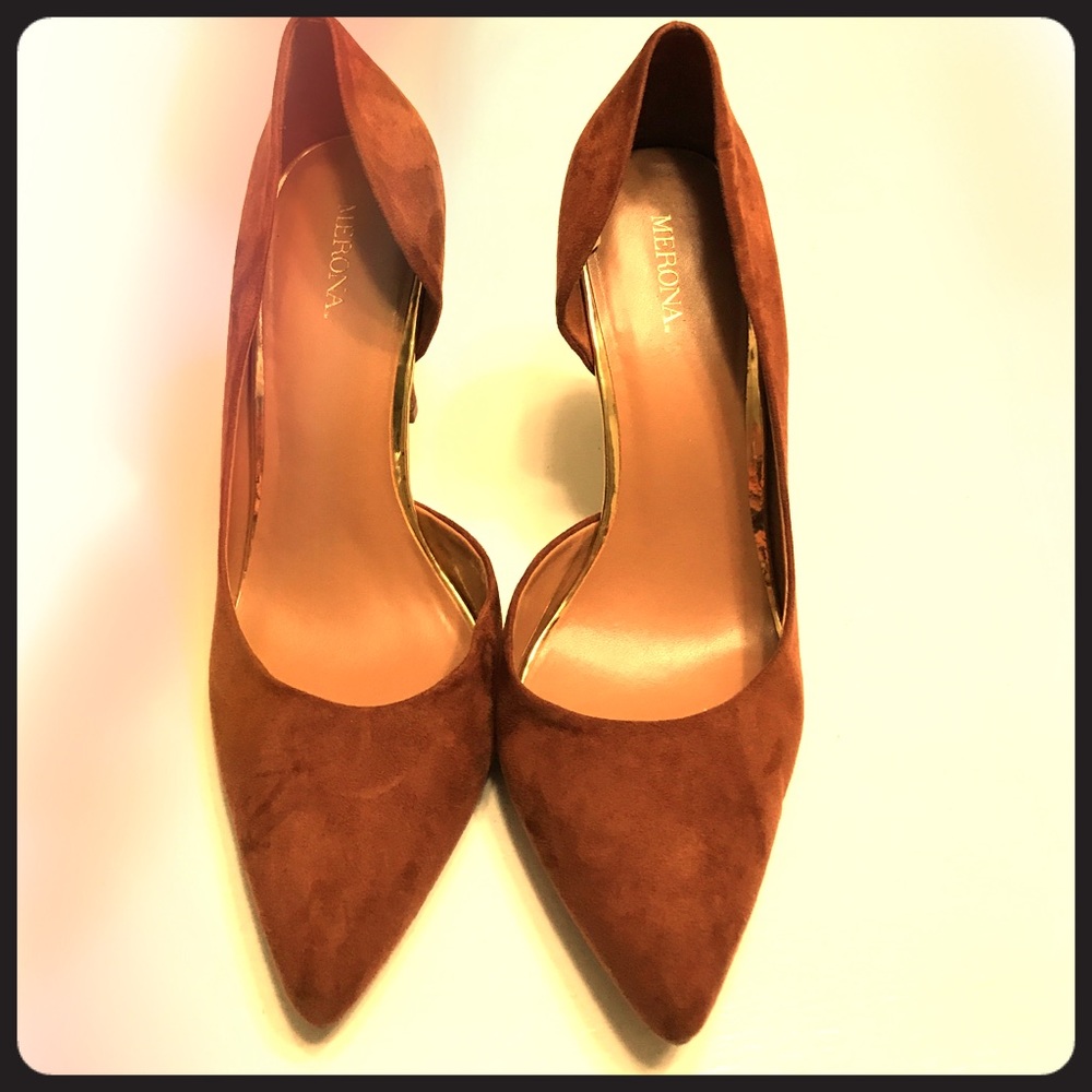 Brown suede Merona high heels size 9
