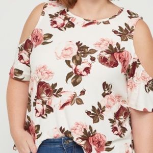 Floral cold shoulder top