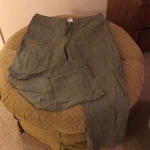 VS army green, faded linen pants