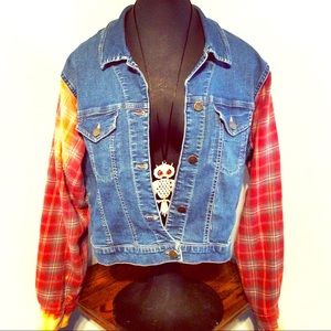 Boyfriend Jean Jacket with Hipster Flannel Arms