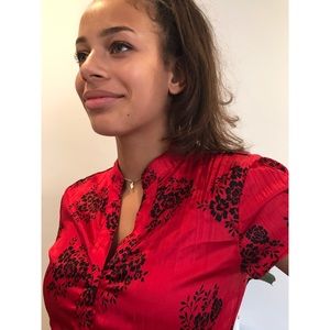 Red Chinese style button up size small