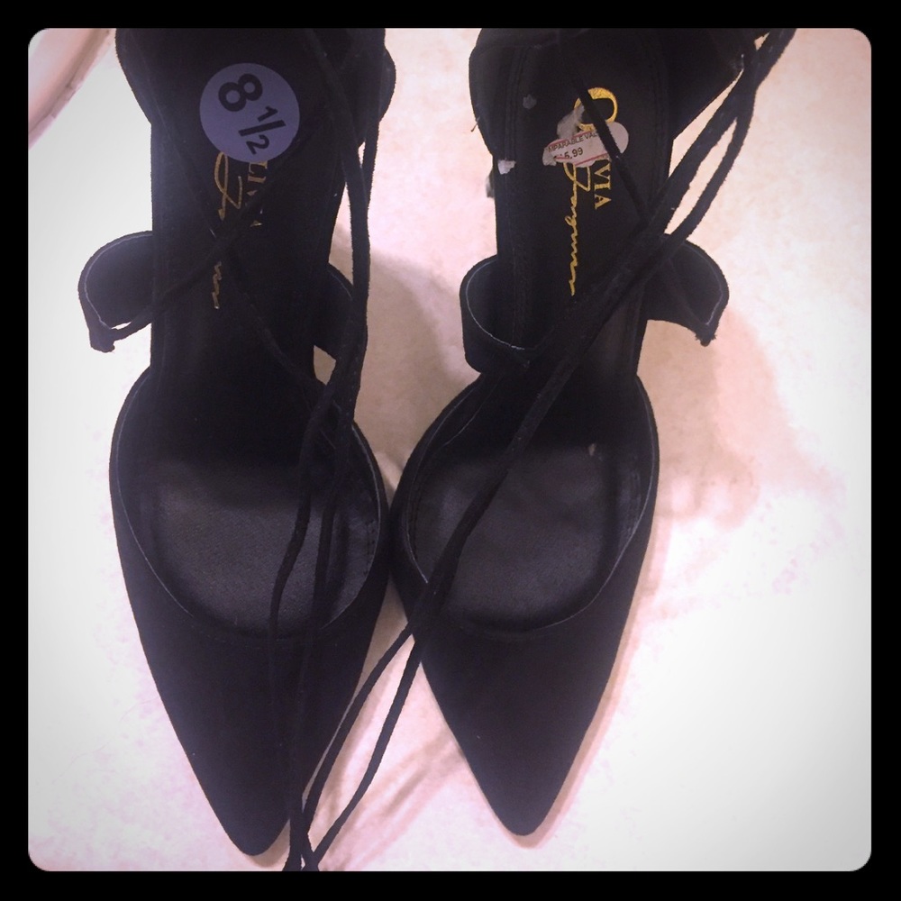 Forever 21 Suede pointed toe ankle strap heels