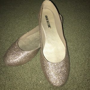 Gold glitter ballet flats (brand new)