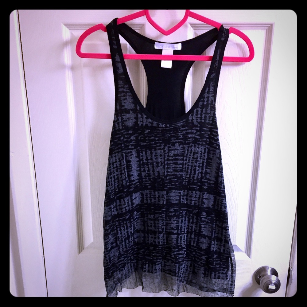 Unique Tribal Print Black and Gray Racerback top