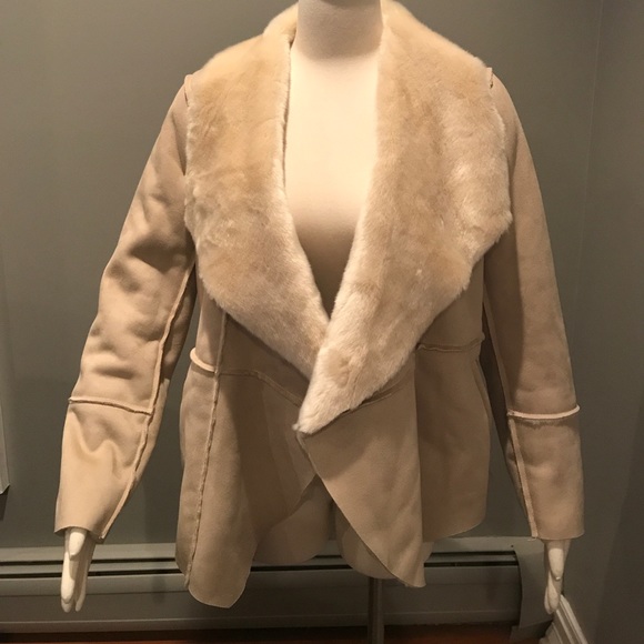 New Lucky Brand Shearling Vegan fur jacket natural - Picture 4 of 8