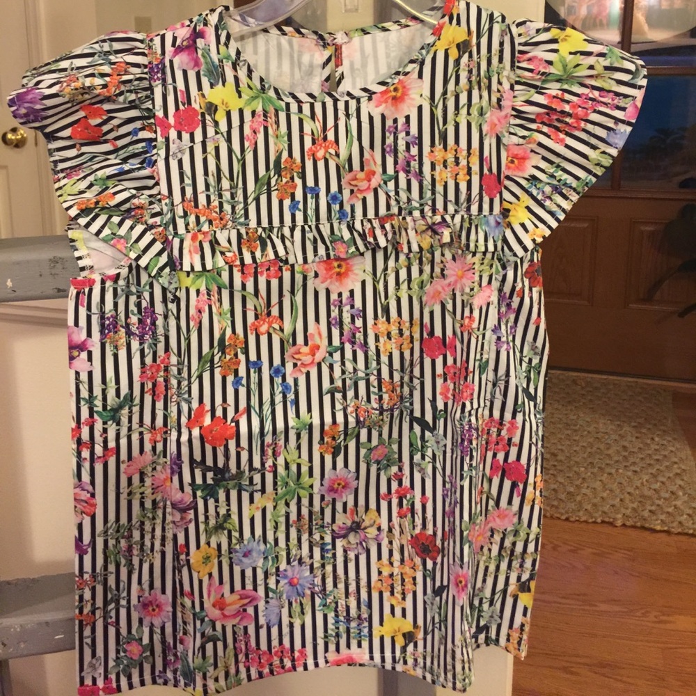 Floral and striped top