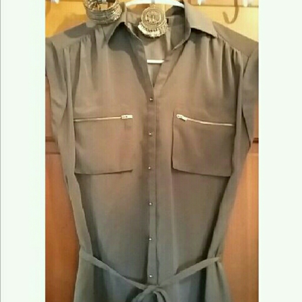 Silky Brown Express Military Dress
