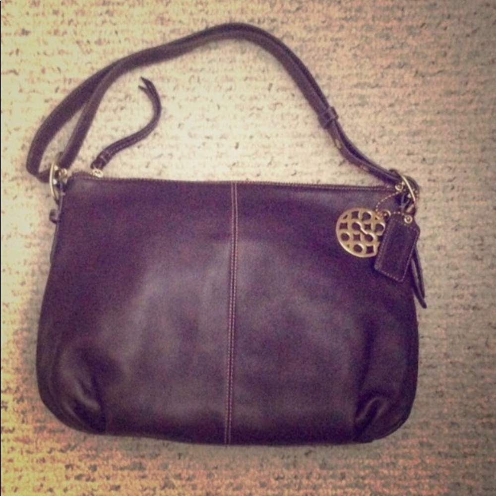 Coach brown leather convertible crossbody