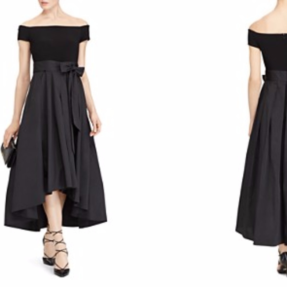 Ralph Lauren Mixed Media Gown 12P Black New w/ tag