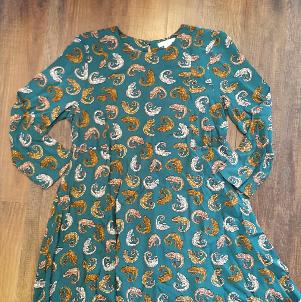 Dark Turquoise Gecko print Dress