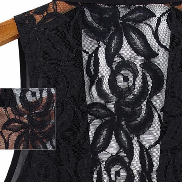 Ruffle & Lace Tie Black Dress Blouse Vest Top NWT - Picture 3 of 8