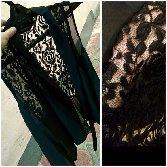 Ruffle & Lace Tie Black Dress Blouse Vest Top NWT - Picture 6 of 8