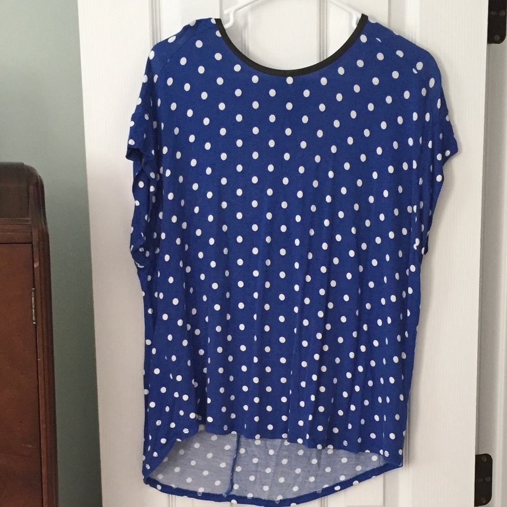 Blue with White Polka Dots Top