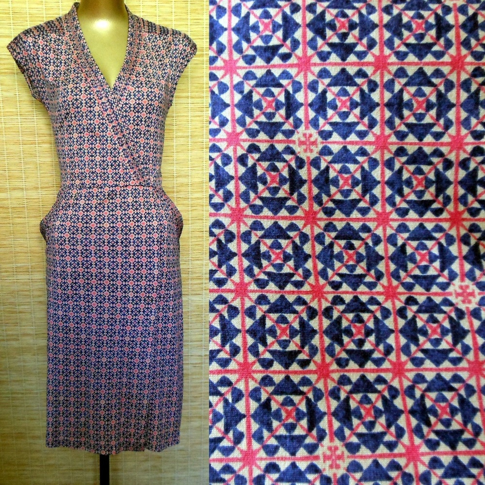 Tory Burch Tribal Print Silk Jersey Day Dress M