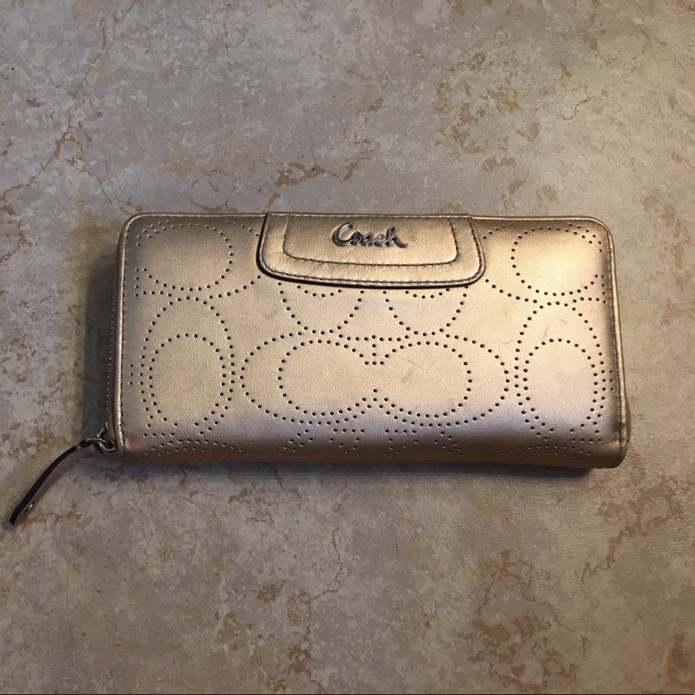 Coach Ashley Signature Gold Leather Wallet