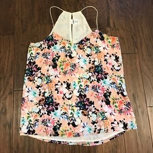 Pink and white floral reversible cami