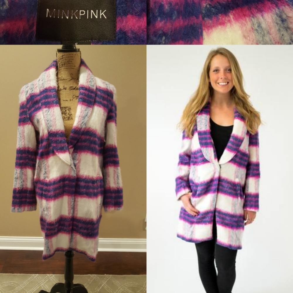 MINKPINK Rule breaker pink purple coat NWOT AS