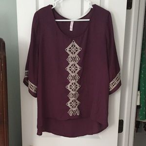 🚨LAST CHANCE!🚨Plum Blouse and Embroidery detail