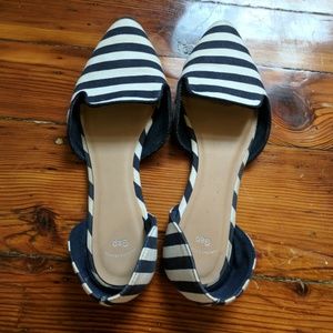 Navy Striped D'Orsay GAP Flats sz. 8