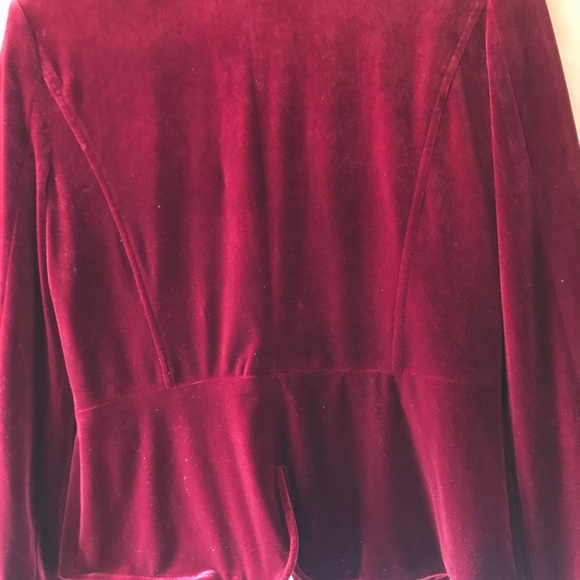 Beautiful Deep Red Velvet Blazer - Picture 5 of 5