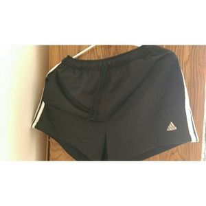Adidas White Side Striped Black Shorts