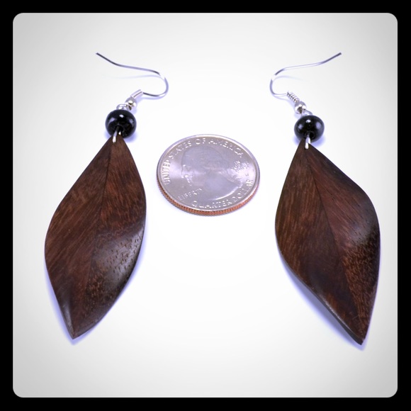 Feather Earrings – Hanger Earrings - Sono Wood - Picture 1 of 1
