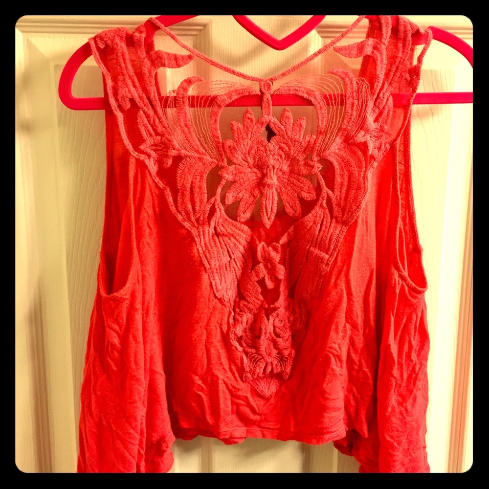 Orange Crop Top with Beautiful Lace Back Detail