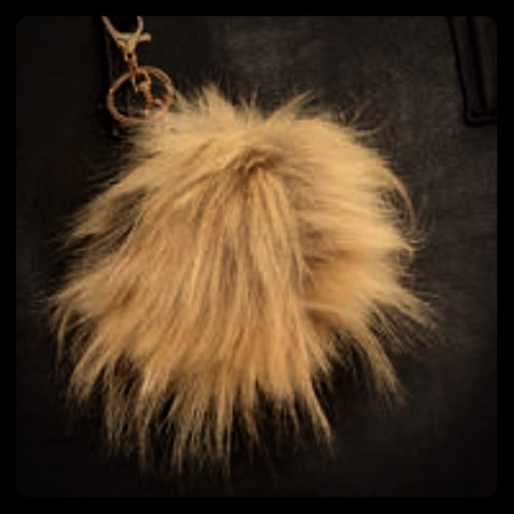Super Chic Beige/Black Fall Pom Pom Bag Accessory