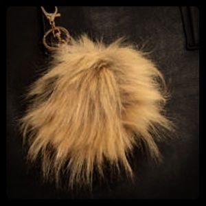 Super Chic Beige/Black Fall Pom Pom Bag Accessory