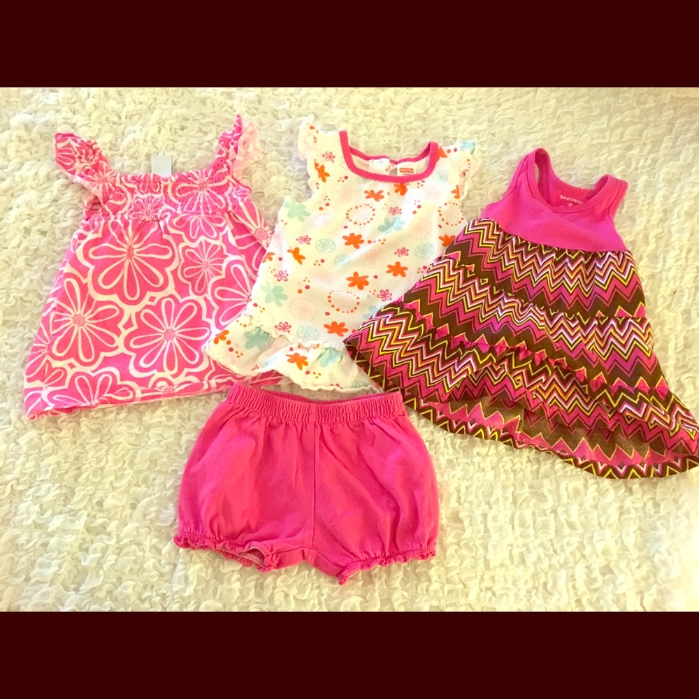 Baby girls 3 tops and 1 pair of shorts