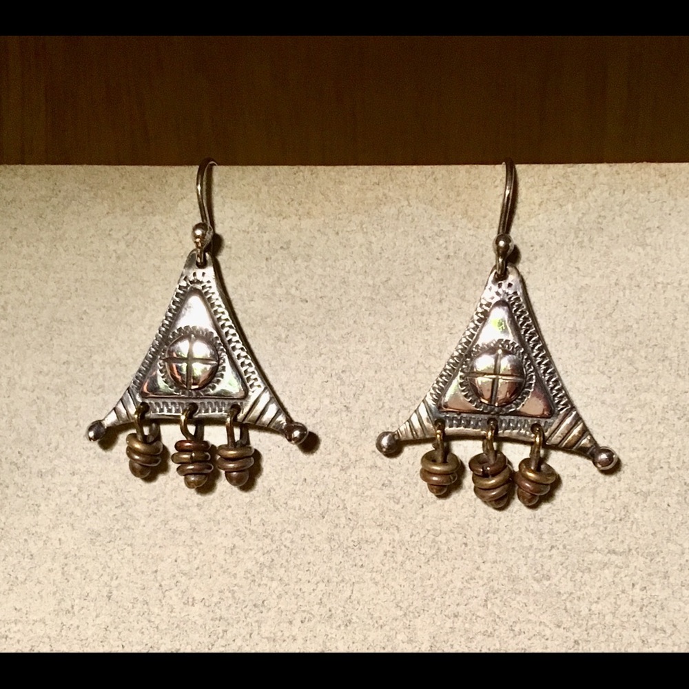 Silver and brass African earrings