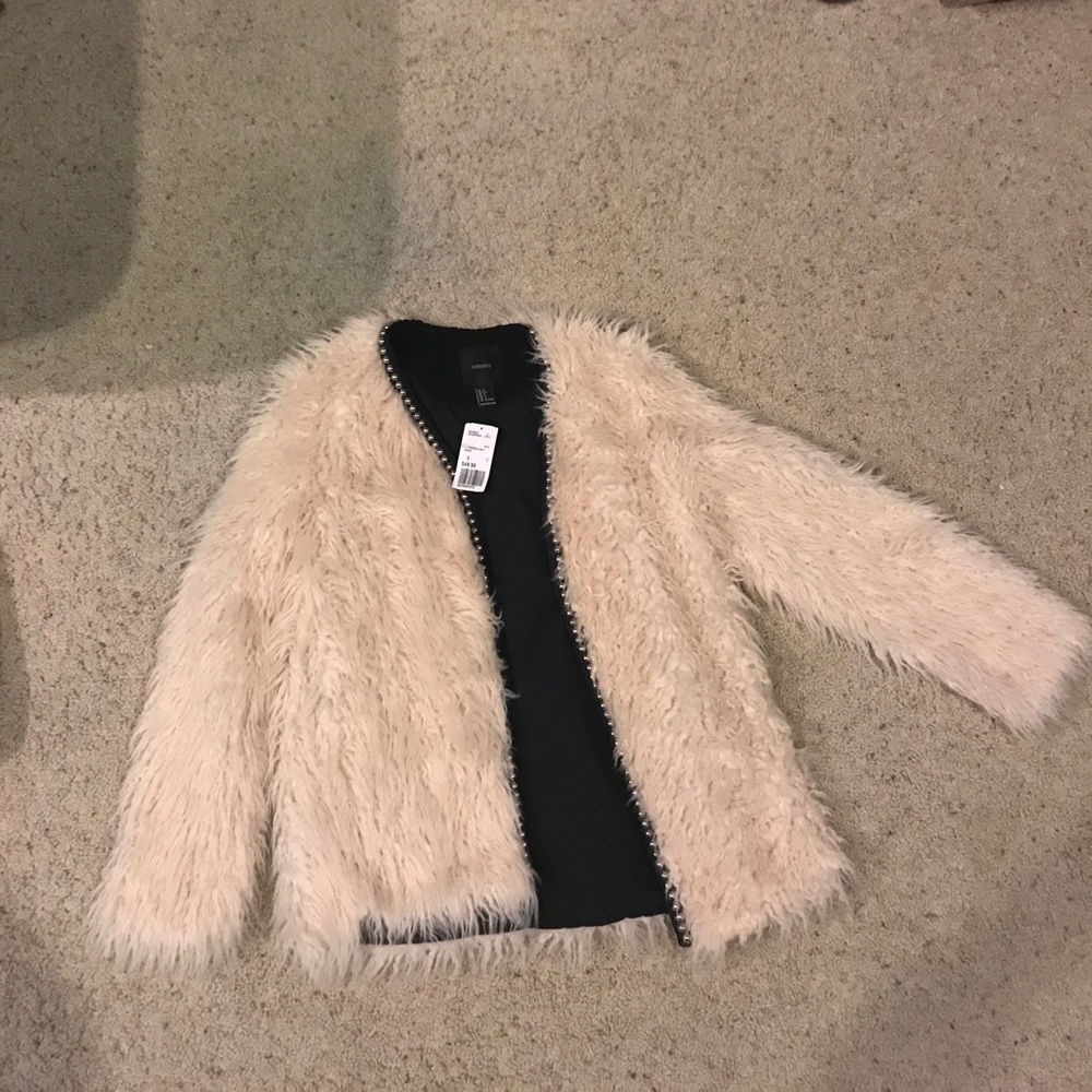Faux fur studded coat