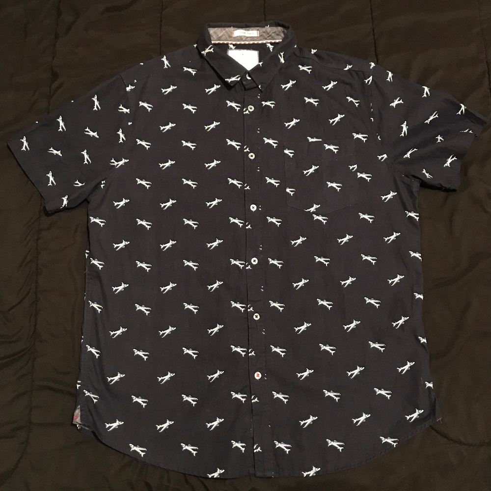 Airplane theme button up shirt
