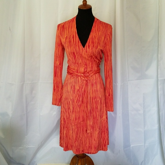 Diane Von Furstenberg Dresses & Skirts - DROP DIANE VON FURSTENBERG RED ORANGE WRAP DRESS 6
