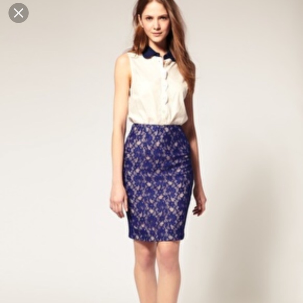 French connection lace pencil skirt