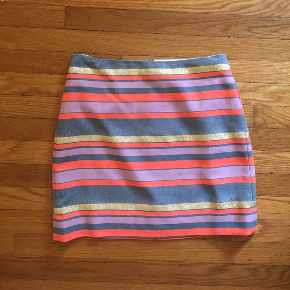J Crew metallic striped mini skirt