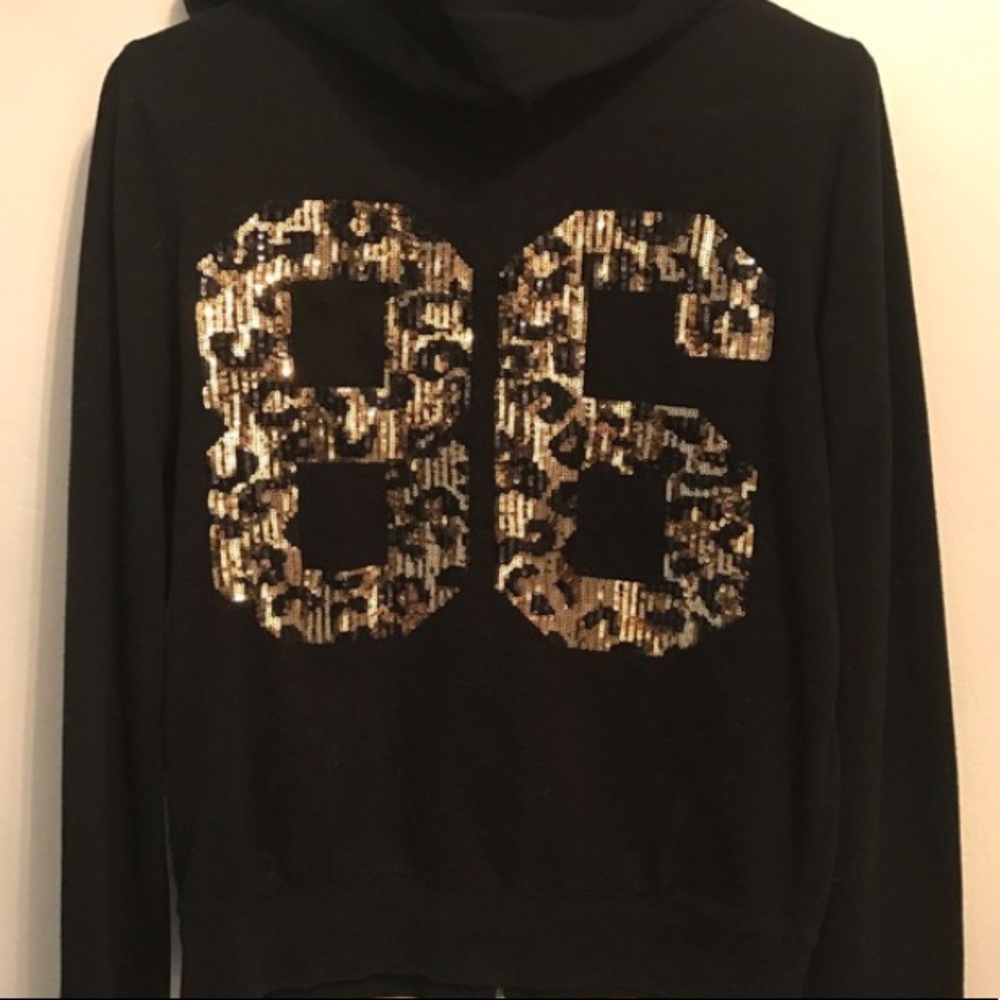 Vs pink sequin zip hoodie