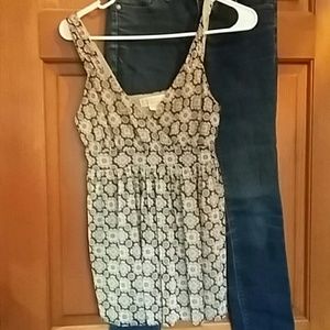 Brown and Tan Patterned Sleeveless Tank