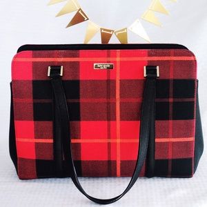 Kate Spade ♠️ - Red Leather Plaid Bag