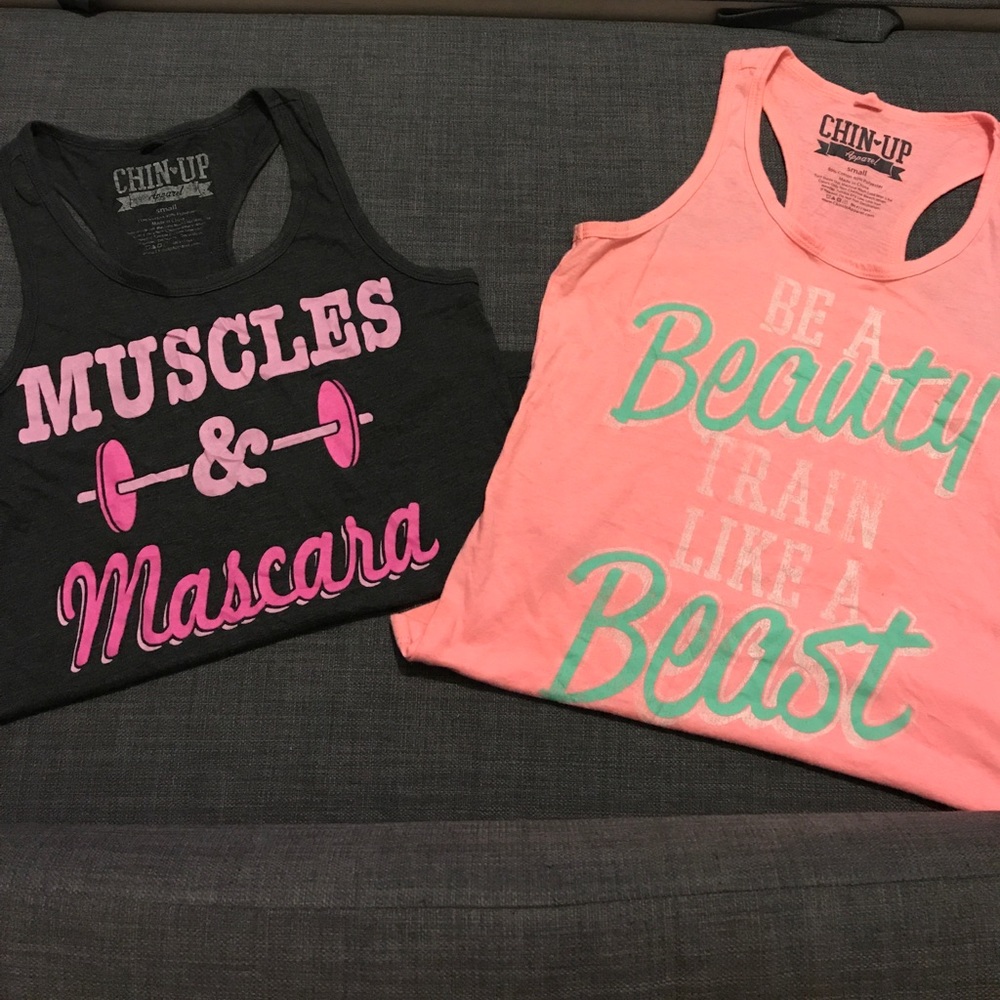 2 Chin❤️Up graphic workout shirts